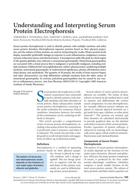 Understanding and Interpreting Serum Protein Electrophoresis.